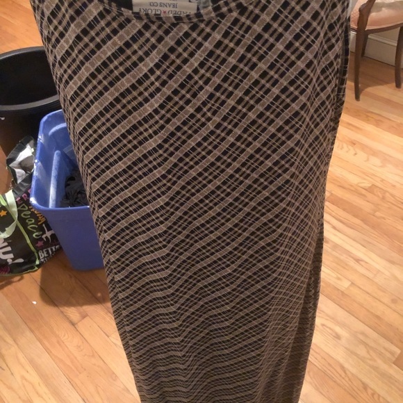 𝅺Faded Glory X-Large brown print maxi dress bias cut scoop neck - Picture 5 of 10